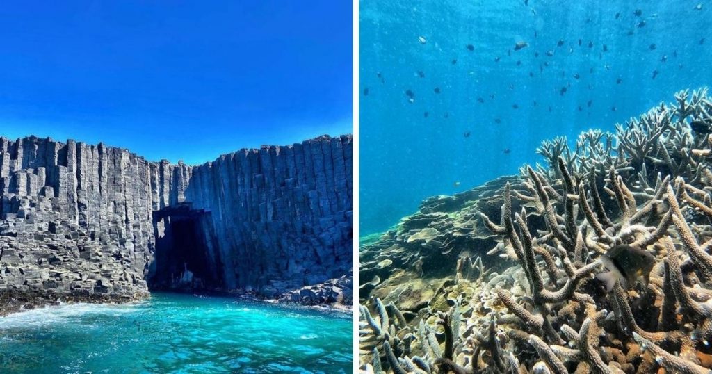 ▲西吉嶼藍洞（左)、澎湖四島國家公園珊瑚礁｜Xijiyu blue cave (left), and the park is home to various species of coral reefs.（@justin_chen_1020/Instagram)