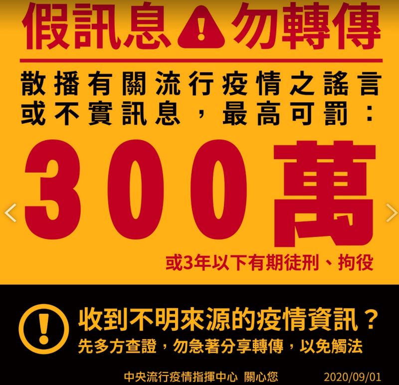 ▲「台東傳出新冠肺炎社區感染，地方政府封鎖消息」的不實訊息，指揮中心發布澄清聲明。（圖／指揮中心提供）