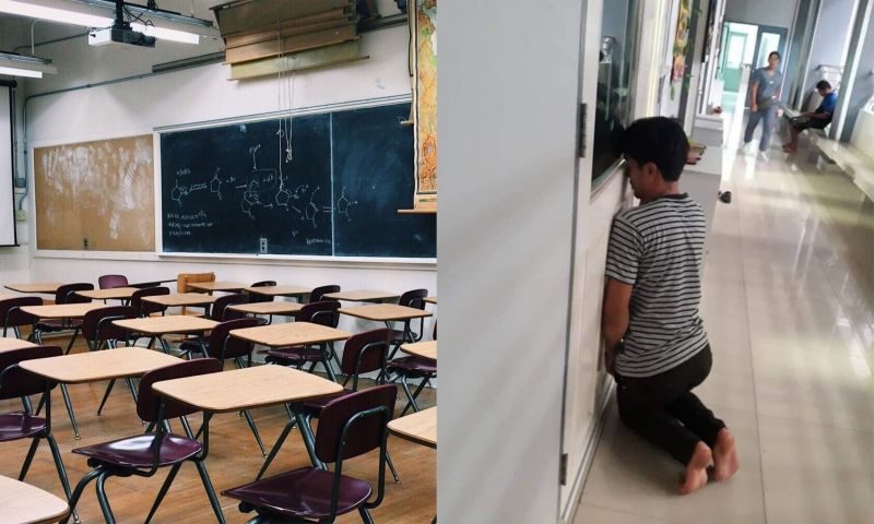 ▲男網友表示開學第一天,許多家長都變成「忍者」,吸引1.2萬人按讚。(左示意圖,取自
