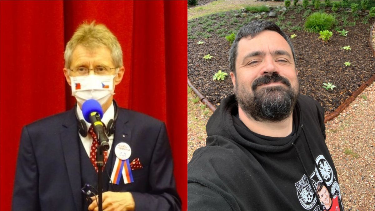 ▲中國外交部長王毅日前嗆捷克議長韋德齊「會付出代價」，捷克首都區長則在臉書、推特反罵他是「無禮小丑」，要求他24小時內道歉。（合成圖，左圖為捷克議長韋德齊，右圖為布拉格市區長諾沃特尼／記者呂炯昌攝.2020.08.31、翻攝諾沃特尼臉書）