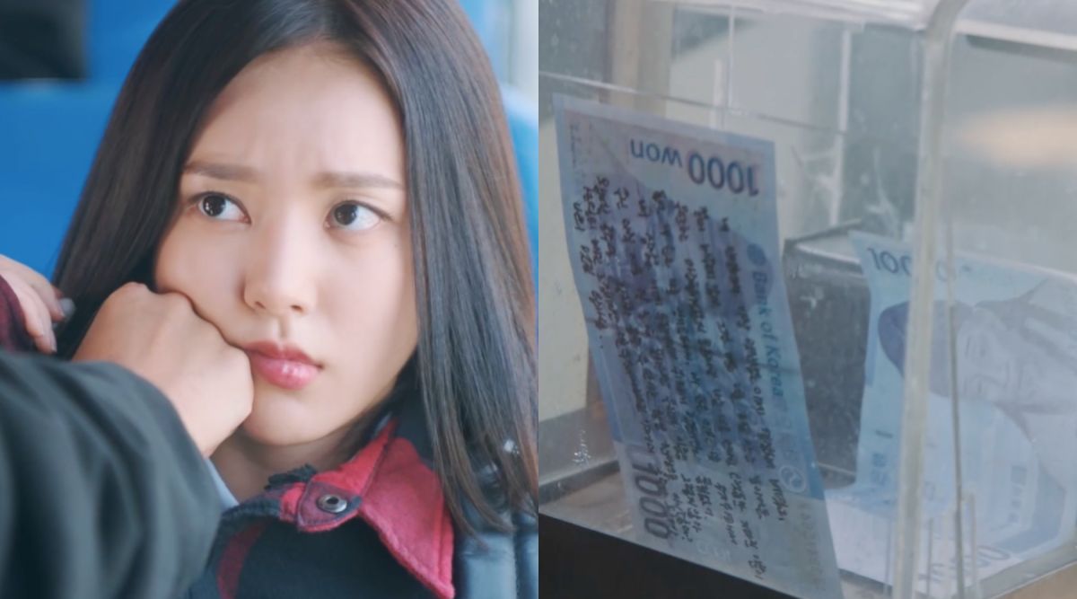 ▲劇中，女神李樓妃（左）被朴志訓誤揍一拳，她把對方的1000元投入投幣箱。（圖／翻攝愛奇藝台灣站）