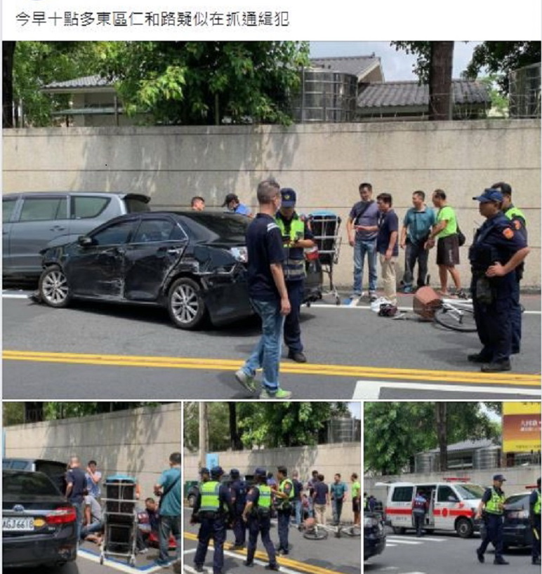 ▲中警到台南市緝毒，毒販衝撞突圍1嫌3警掛彩。(圖/民眾臉書提供)