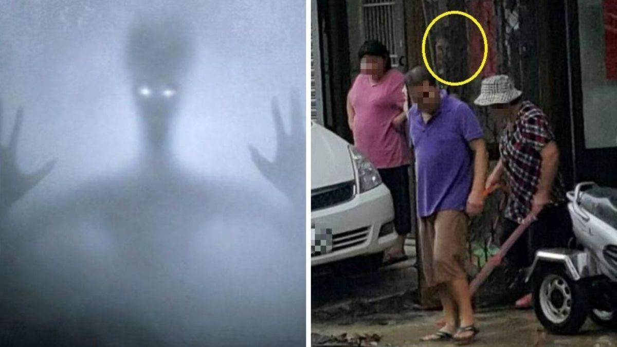 ▲近日有網友貼出過去家門前的淹水照，結果竟驚見「駭人畫面」，讓其他網友看後紛紛嚇傻，直呼「這也太恐怖...」（合成圖／翻攝自《pixabay》與臉書社團《靈異公社》）