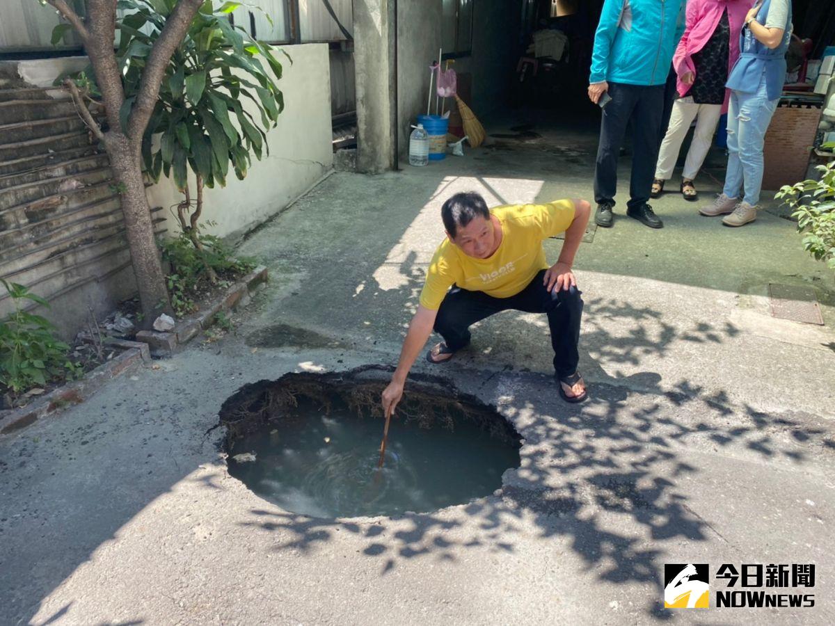 ▲彰基7期醫療大樓新建工程，因為連續壁施工再度傳出塌陷事件，路面塌陷竟然可達1.2米。（圖／記者陳雅芳攝，2020.09.06）