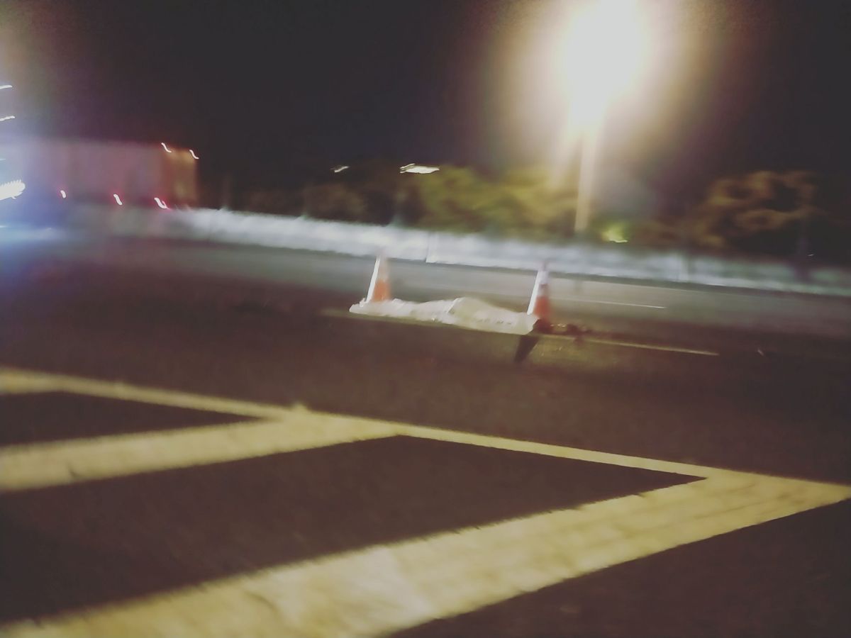 ▲39歲紀姓女乘客，不知何故從車身側面的安全門跌落高速公路，被後方疾駛而來的兩輛自小客輾過，當場身亡。（圖／記者李春台翻攝）