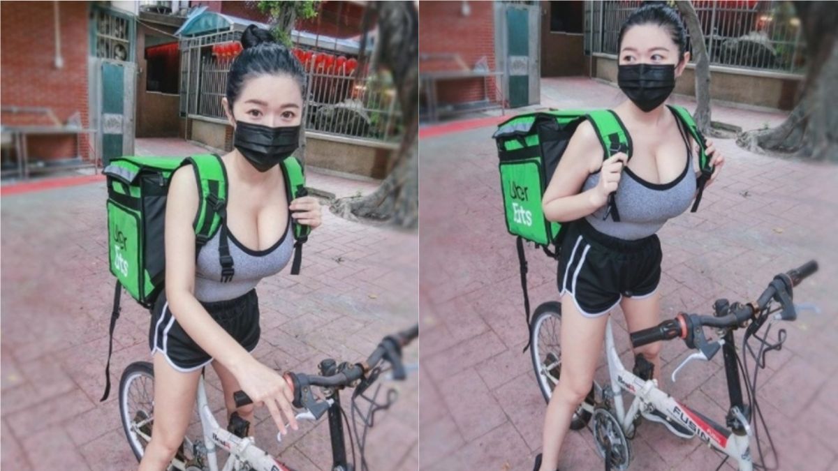 ▲這個外送員太「胸狠」！粉絲一看到都想訂餐了。（圖／翻攝自Instagram＠judy_qqq）
