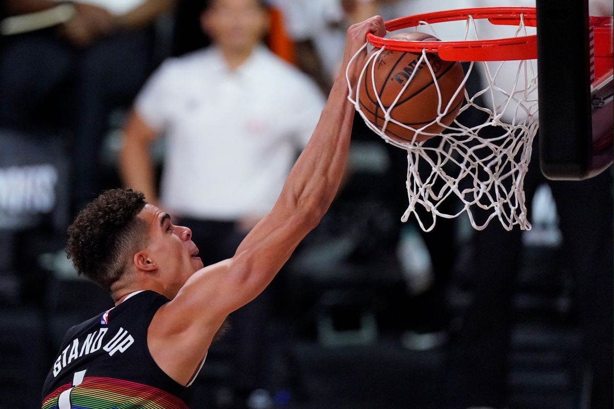 ▲金塊新秀Michael Porter Jr.上演勁爆灌籃。（圖／美聯社／達志影像）