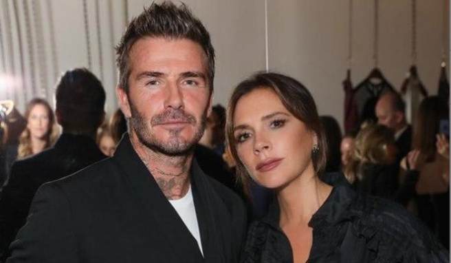 ▲英國前「足球金童」貝克漢（David Beckham）與老婆維多利亞。（圖／翻攝維多利亞臉書）