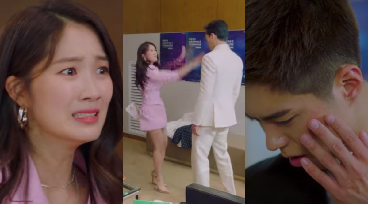 ▲《天空之城》毒舌女金惠奫（左）客串《青春紀錄》，一場分手戲害朴寶劍被揍破相。（圖／Netflix）