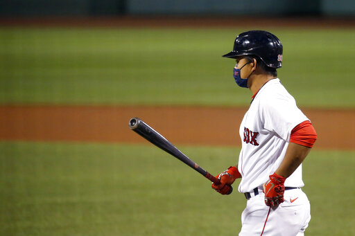 ▲林子偉戴口罩敲出安打。（圖／美聯社／達志影像）