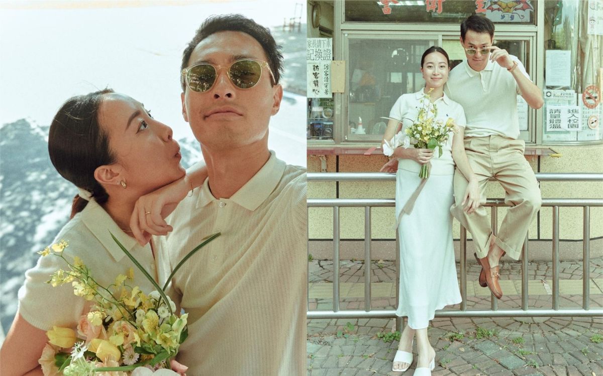 ▲楊祐寧（右）登記完婚，攜愛妻拍寫真照。（圖／楊祐寧IG） 