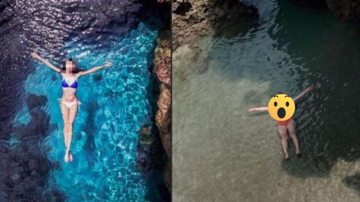 ▲跟男友出遊玩水，請他幫忙拍照，結果一看照片愣住，跟想像中落差很大。（圖／翻攝自《爆怨公社》 ）