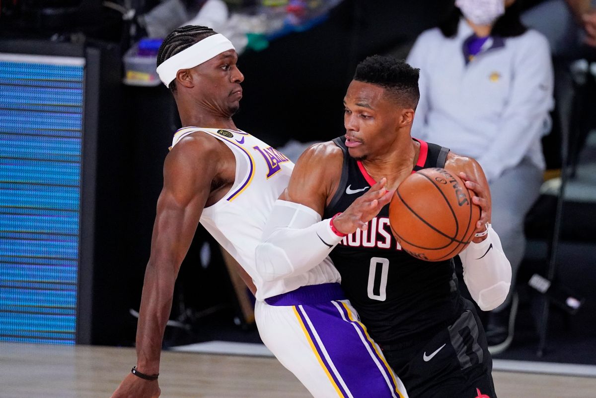 ▲Rajon Rondo(左)防守Russell Westbrook(右)。（圖／美聯社／達志影像）