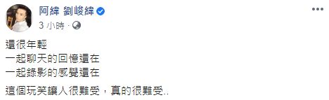 ▲阿緯難接受小鬼離開。(圖/阿緯臉書)