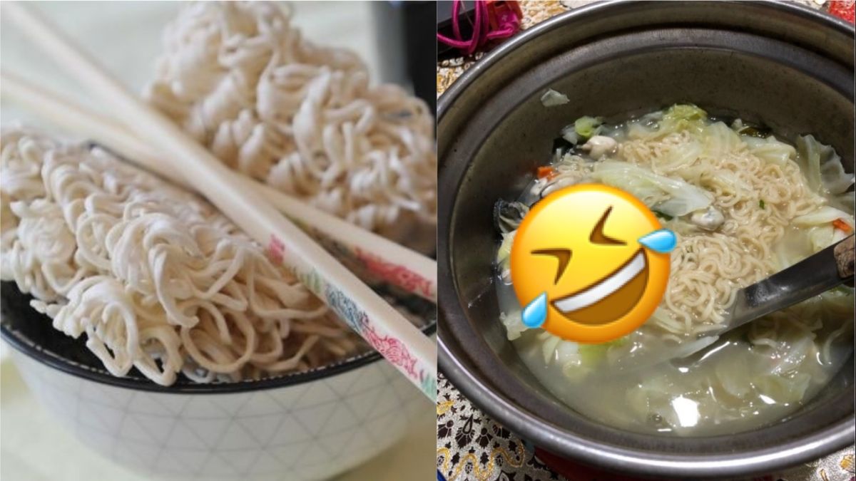 ▲加班忙碌後，到家來碗泡麵是充滿罪惡感的享受！一位網友就請媽媽替下班的她準備泡麵，結果一看卻瞬間傻眼了。（合成圖／左圖取自《Pixabay》；右圖翻攝自《PTT》）
