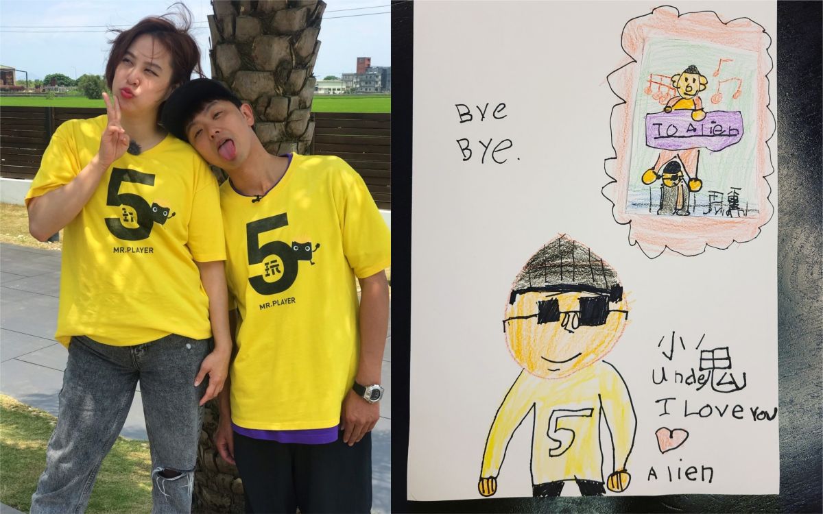 ▲黃小柔（左圖左）5歲兒畫圖告別小鬼（左圖右）。（圖／黃小柔臉書）