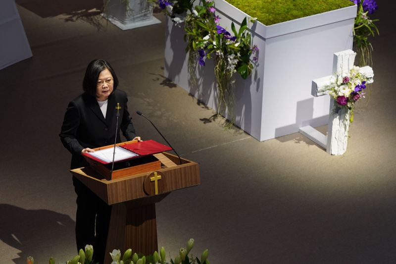 ▲蔡英文總統出席李登輝追思告別禮拜。(圖/台北市攝影記者聯誼會提供)