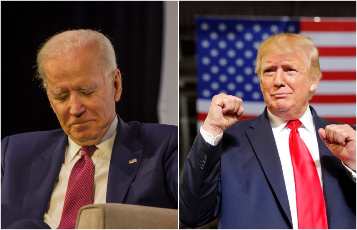 ▲川普質疑拜登年紀太老（比川普大3歲）、神智不清，不適合當領導人。近期拜登辯論能力起起落落，川普認為對手應該接受藥檢，證明沒有服藥。（圖／美聯社／達志影像）