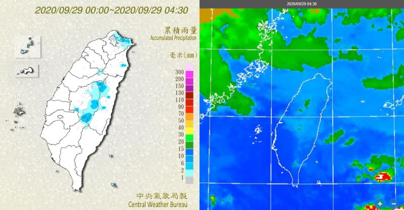 ▲吳德榮指出，今晨中部以北山區及北部、東北部平地仍有局部少量降雨，是減弱中的中層雲通過及迎風面地形抬升所降下的。