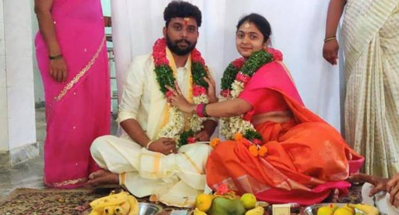 ▲希曼斯與阿凡蒂在今年 6 月成婚。原本是段幸福良緣，卻因長輩執著於種姓制度，而以悲劇收場。（圖／翻攝自 The Hindu ）