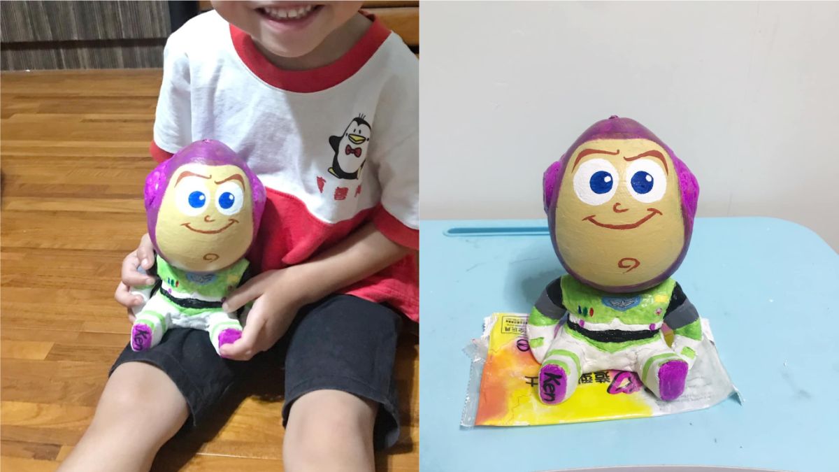 ▲中秋將至，有網友拿出去年做的「巴斯光年柚」，一年的變化讓全場都笑翻了。（圖／翻攝自臉書《爆廢公社》）