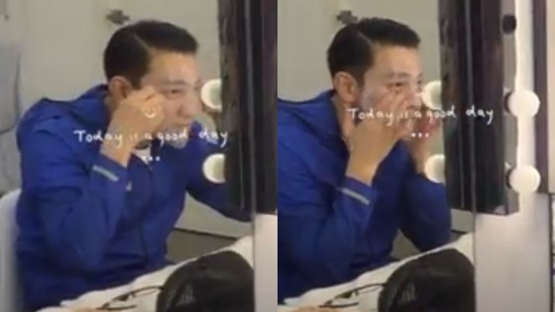 ▲華仔上場前敷面膜,保養功夫做足。(圖/台灣映藝提供)
