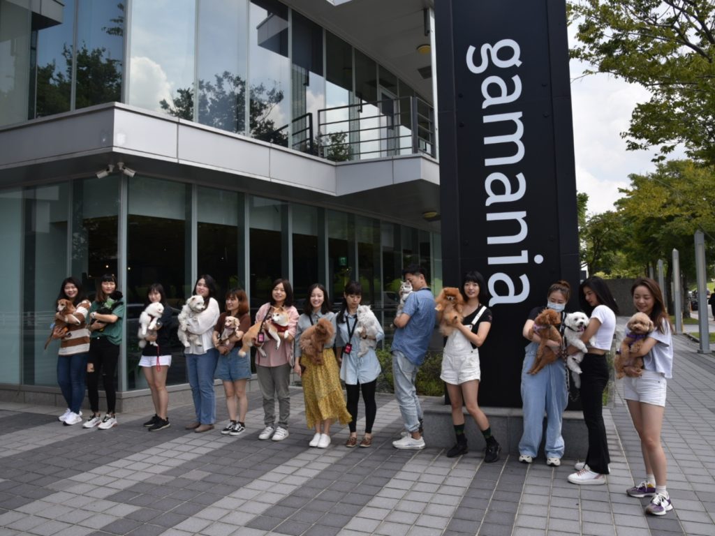 橘子集團在9月16日首度舉辦寵物友善日，員工被可愛毛孩包圍，上班氣氛瞬間活潑了起來！（圖／橘子集團）