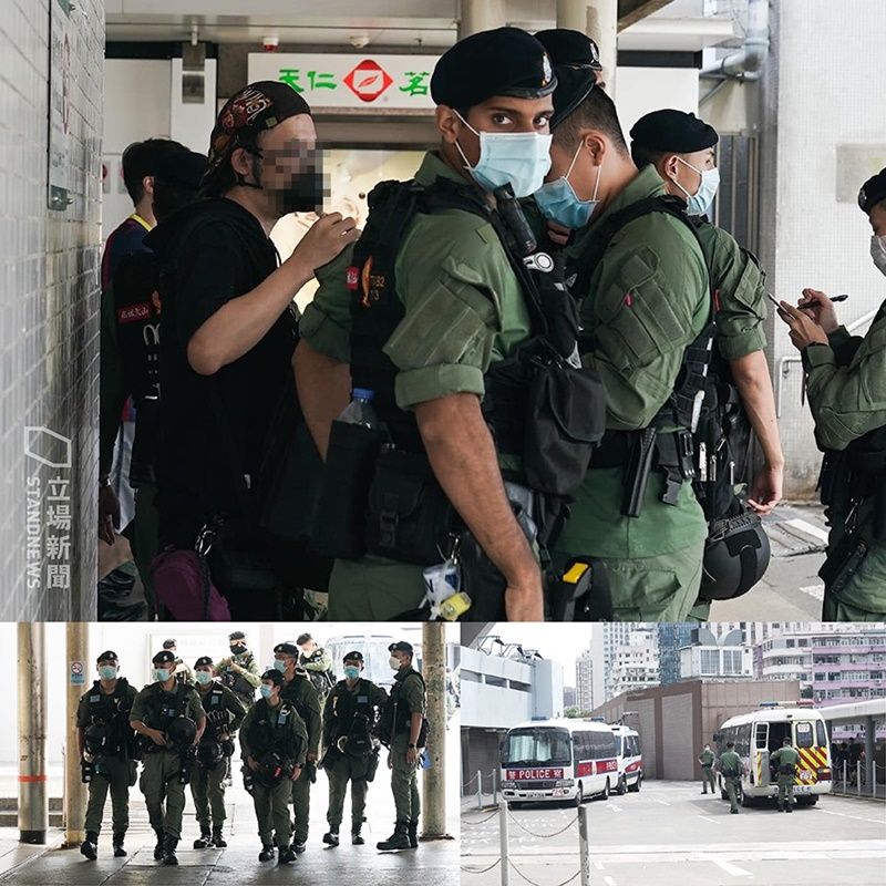 ▲港警在商場及附近的港鐵站抽查黑衣行人。(圖/翻攝自立場新聞)