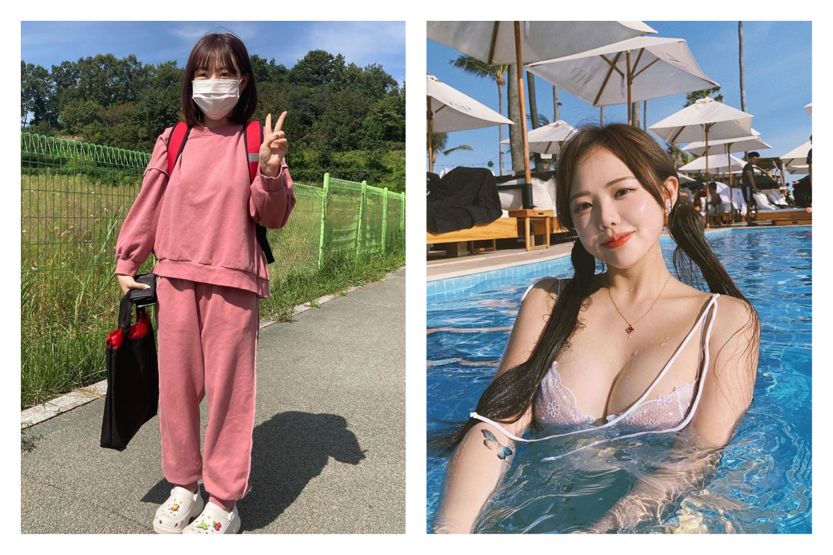 ▲一位身材火辣的韓國童顏正妹，穿上運動服背起書包，看上去就像是小學生。（圖／翻攝自kisy0729的IG）