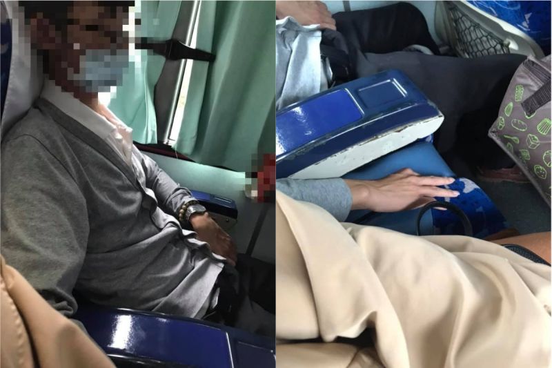 ▲這名男子一路裝睡,然後默默把手移回去。(圖/翻攝自《宜蘭知識+》