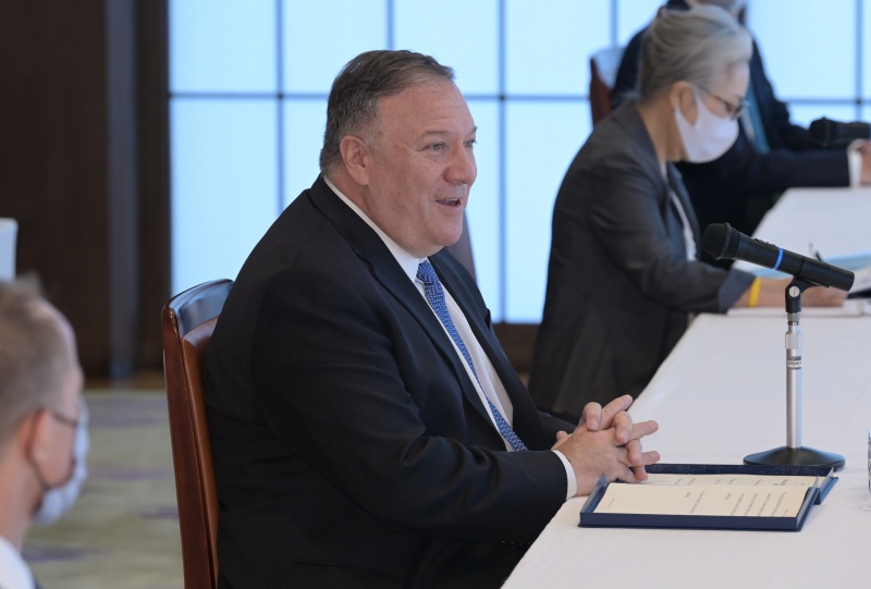 ▲美國國務卿蓬佩奧 6 日赴日本東京參加四方會談。（圖／美聯社／達志影像）