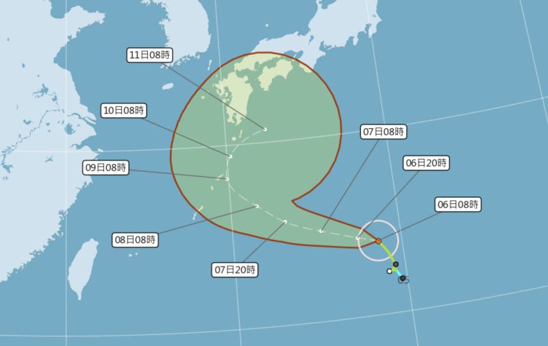 ▲中央氣象局今（6）日受訪表示，現在觀察昌鴻有持續增強的趨勢，預計將在明天下半天轉為中颱。（圖／翻攝自中央氣象局）