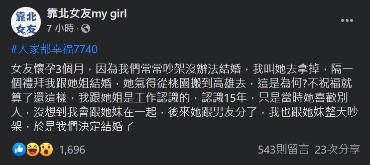 ▲原PO貼文。(圖/翻攝靠北女友臉書粉專)