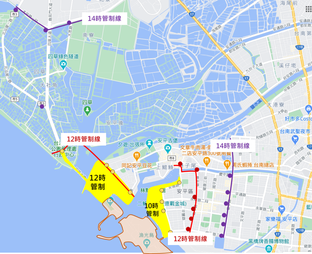 ▲國慶焰火活動安平區交通管制圖。（圖／國慶活動官網）
