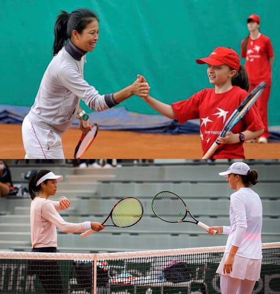 ▲我國網球一姊謝淑薇貼出和19歲波蘭小將10年前後對比照。（圖／取自Su-Wei Hsieh 夢遊寫真人謝淑薇臉書粉專）