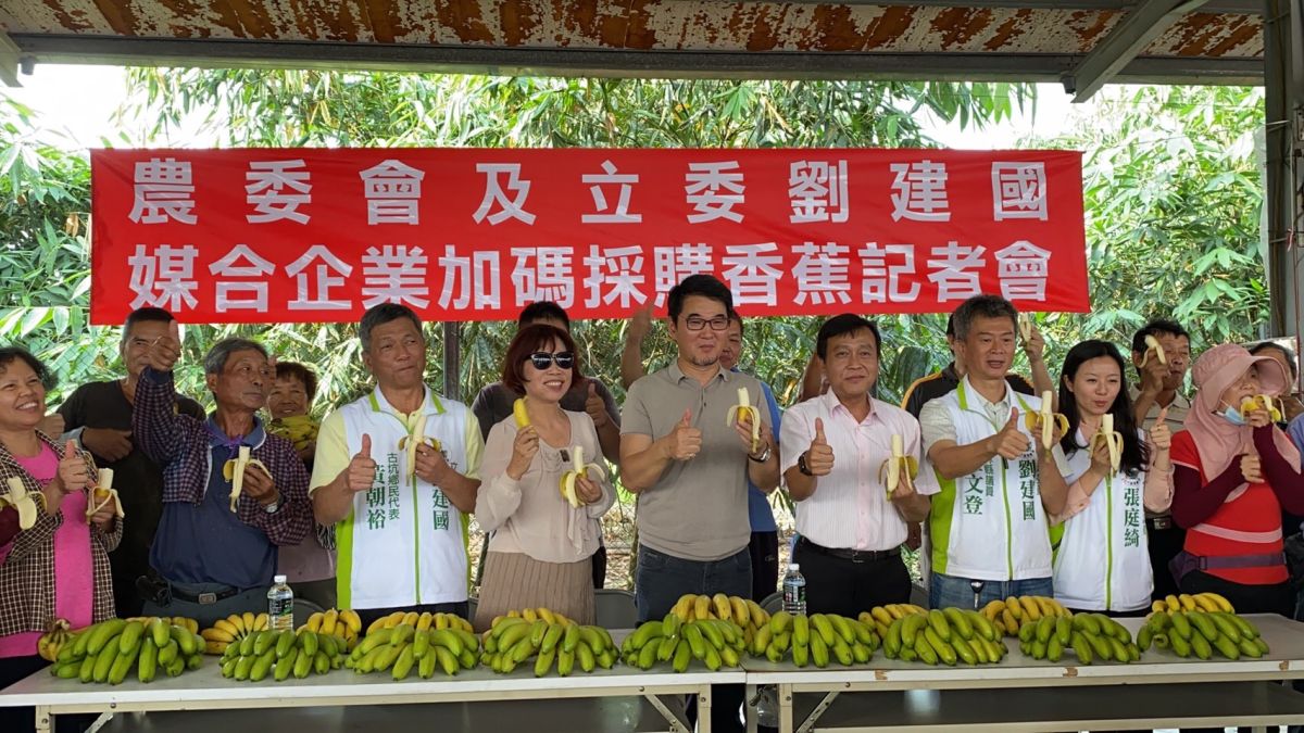 ▲農委會與立委劉建國協助雲林蕉農賣出香蕉。（圖／記者蘇榮泉攝）