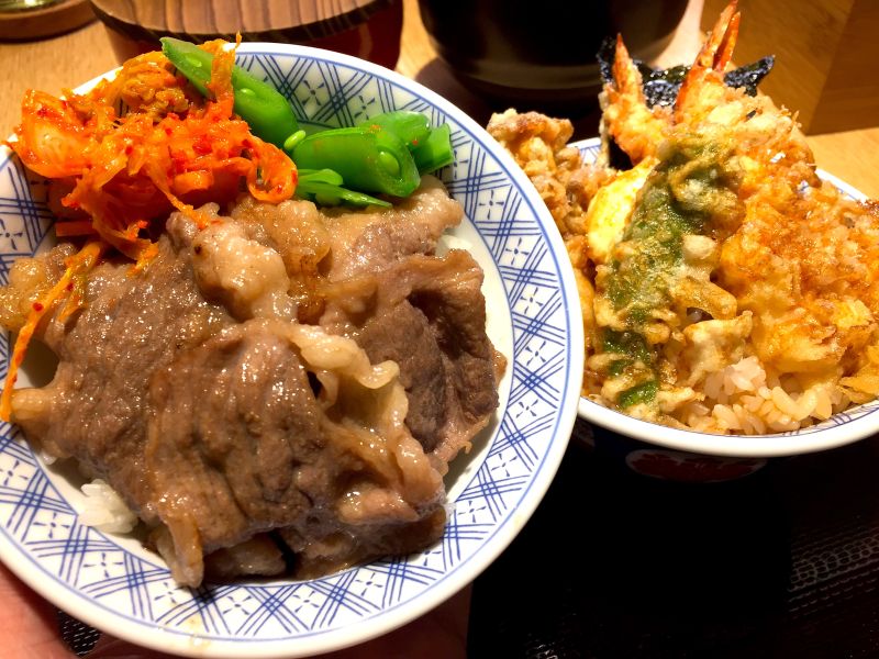 ▲日本和牛燒肉丼，搭配經典的迷你天丼，將在明（14）天上市。（圖／記者黃仁杰攝）