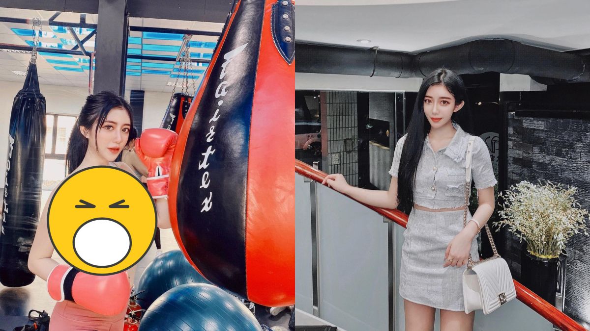 ▲樂樂穿低胸裝打拳。（圖／樂樂IG）