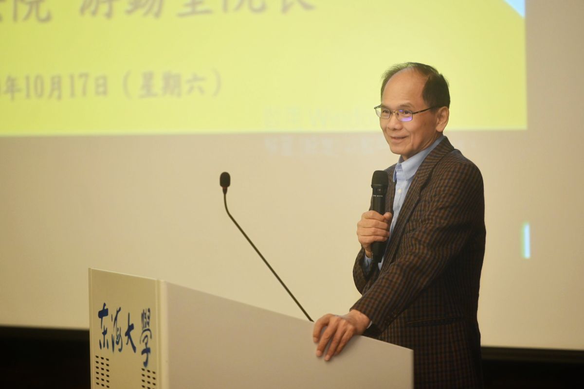 ▲立法院長游錫堃赴東海大學演講，表示修憲公投門檻相當高，有其難度。（圖／游錫堃辦公室提供）