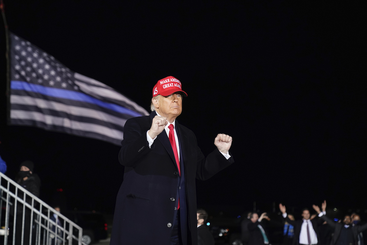 ▲美國總統川普10月17日在威斯康辛州進行造勢活動。（圖／美聯社／達志影像）
