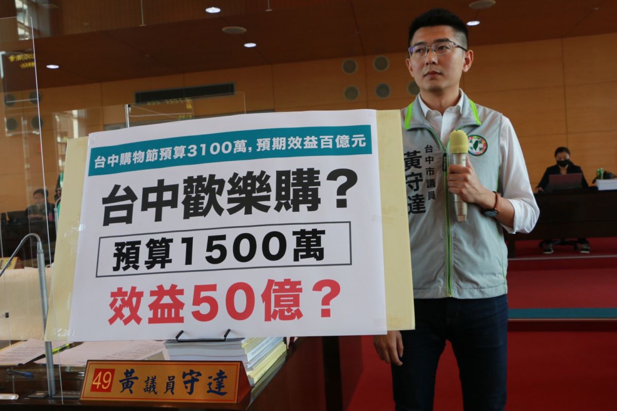 ▲台中市議員黃守達批市府經發局浮編預算，慷市民之慨。（圖／黃守達提供）