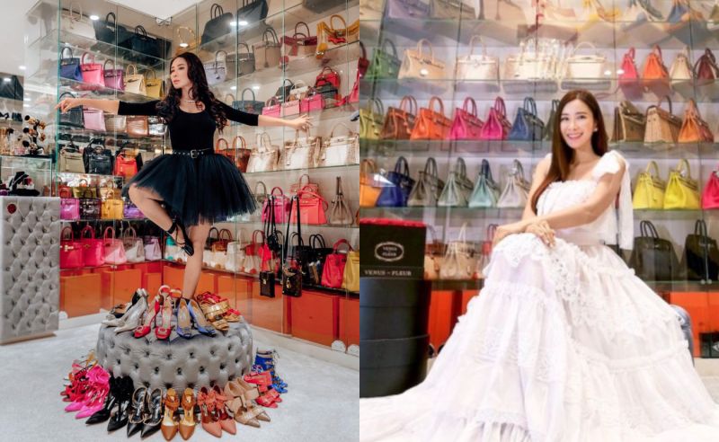 ▲觀看她的衣櫃，可以看到款式和顏色都十分齊全的柏金包、名牌服飾和鞋子，她更有被喻為「全球最貴的手袋」Hermès Birkin Himalayan，被世人譽為「擁有最多Hermès Birkin手袋的女人」。（圖／翻攝自IG）