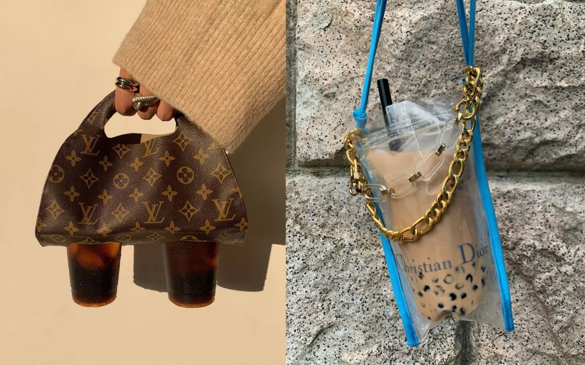 ▲日本設計師設計出客製化精品手搖飲料袋，讓喝珍奶從平民享受提升到另一個奢華境界 。（圖／翻攝自IG）