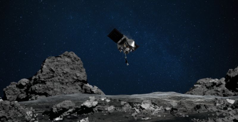 ▲美國國家航空暨太空總署（NASA）的無人探測器「歐塞瑞斯號」短暫觸及一顆小行星遍布圓石的表面。（圖／取自NASA官網）