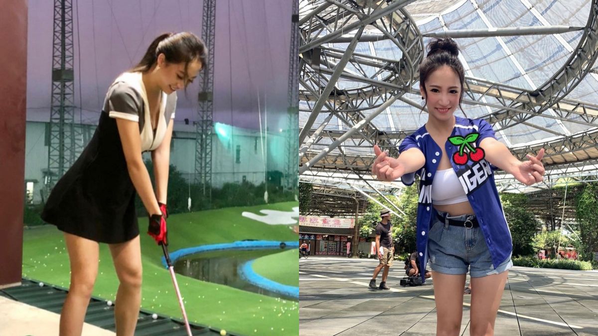 ▲林采緹穿低胸洋裝打高爾夫球。（圖／林采緹IG）