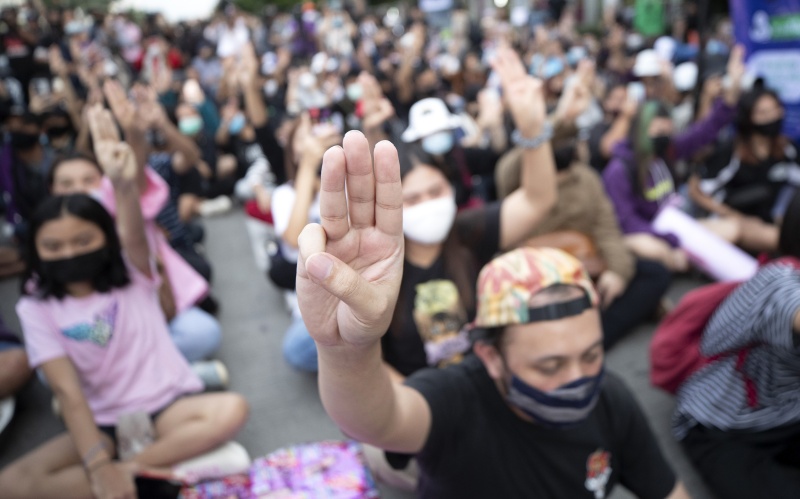 ▲曼谷的反政府、呼籲皇室改革示威仍在持續。(圖/美聯社/達志影像)