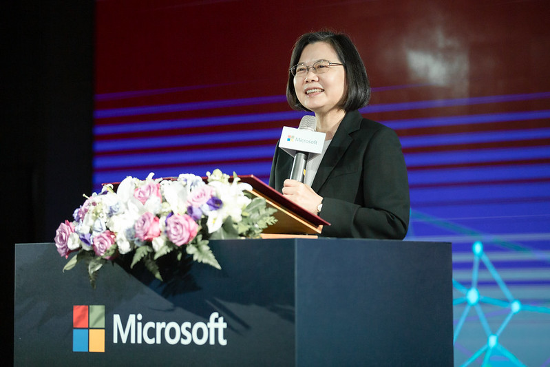 ▲蔡英文總統26日出席「微軟投資臺灣新計畫發表記者會」，表示微軟是合作夥伴、更是台美關係發展的關鍵。（圖／總統府提供）