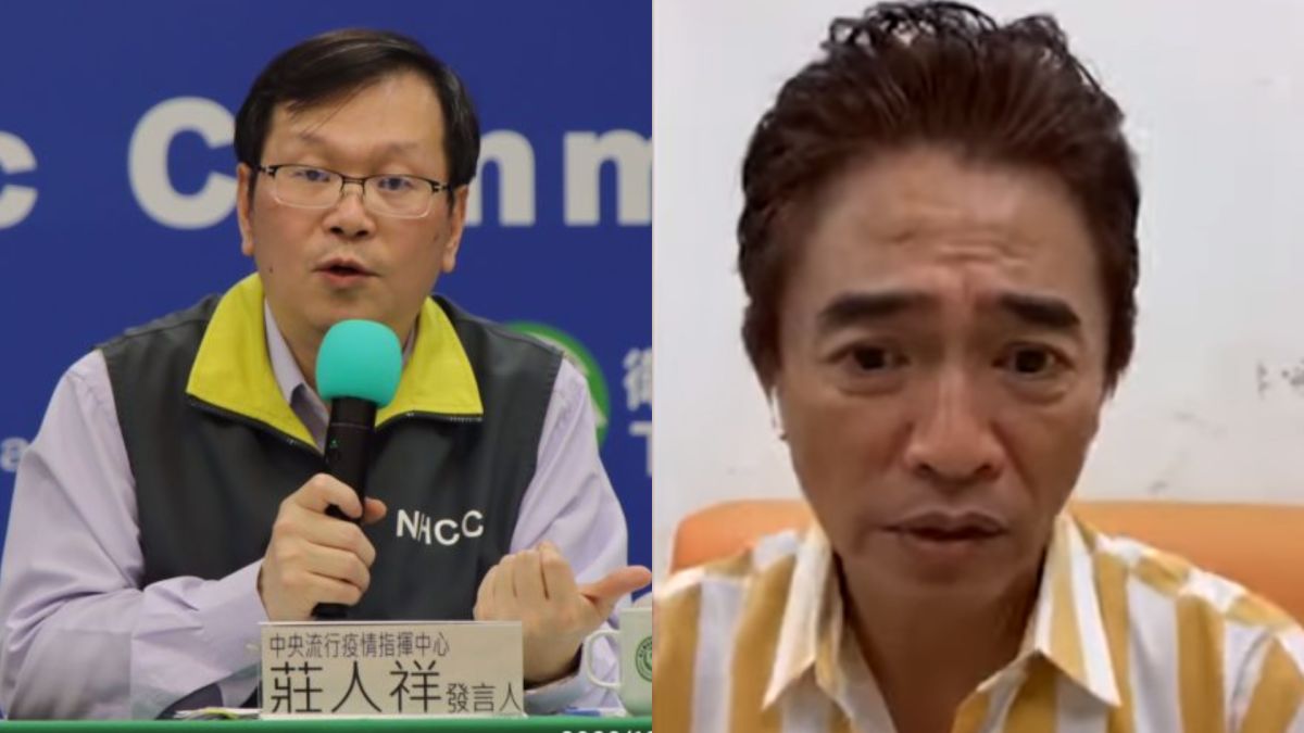 ▲莊人祥（左圖）呼籲打完疫苗如感到不適應就醫，而非上網發文，吳宗憲無奈回應。（圖／指揮中心提供、吳宗憲直播）