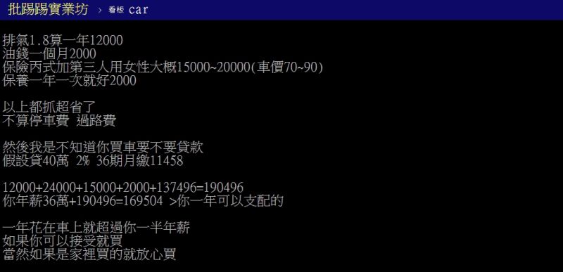 ▲有行家專業試算分析。(圖/翻攝PTT)