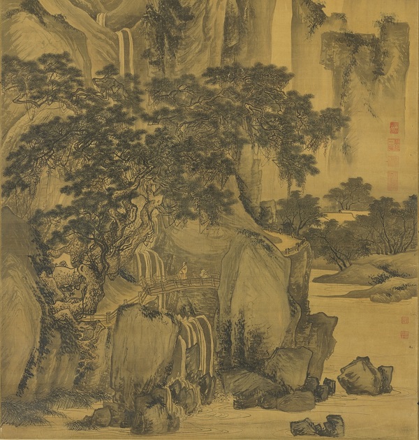 ▲明朝名畫家唐伯虎的〈畫山路松聲〉。(圖／故宮南院提供）